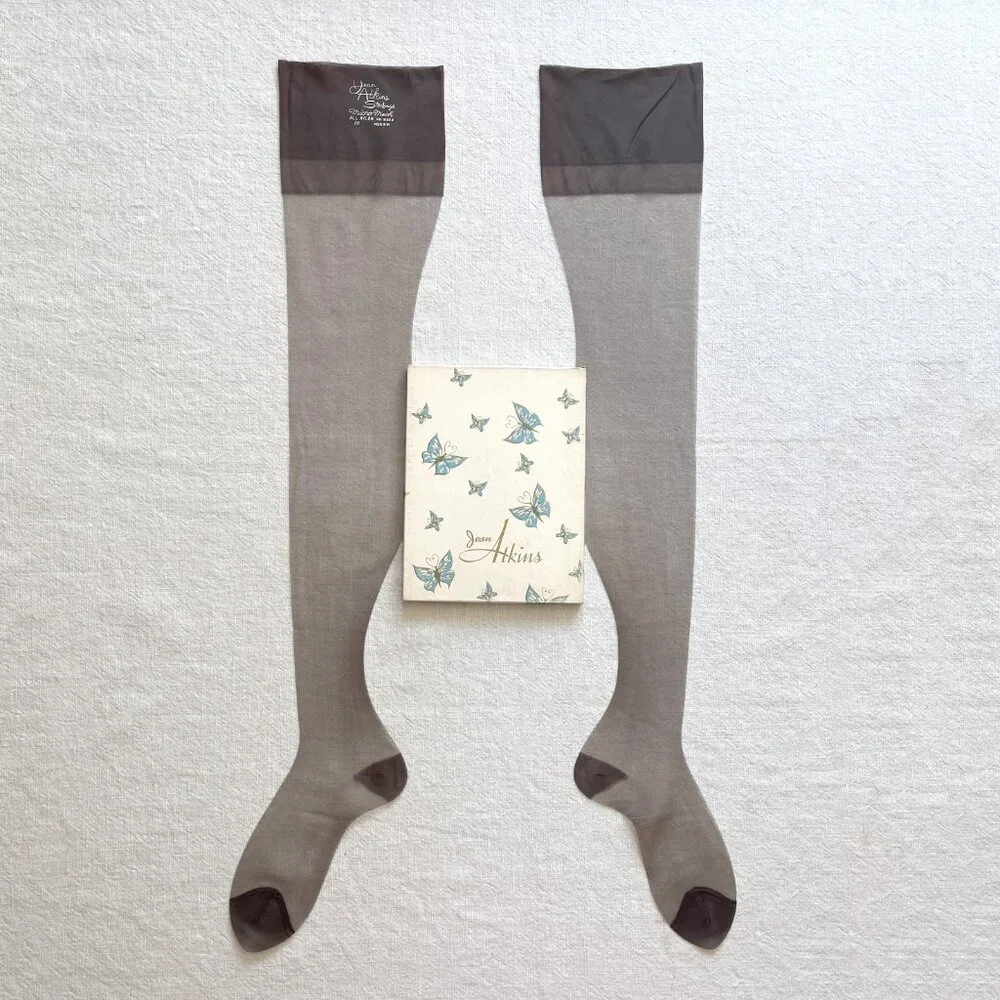 4 Pairs Vintage 50s Jean Atkins Thigh High Nylon Smoke Tint Stockings Medium